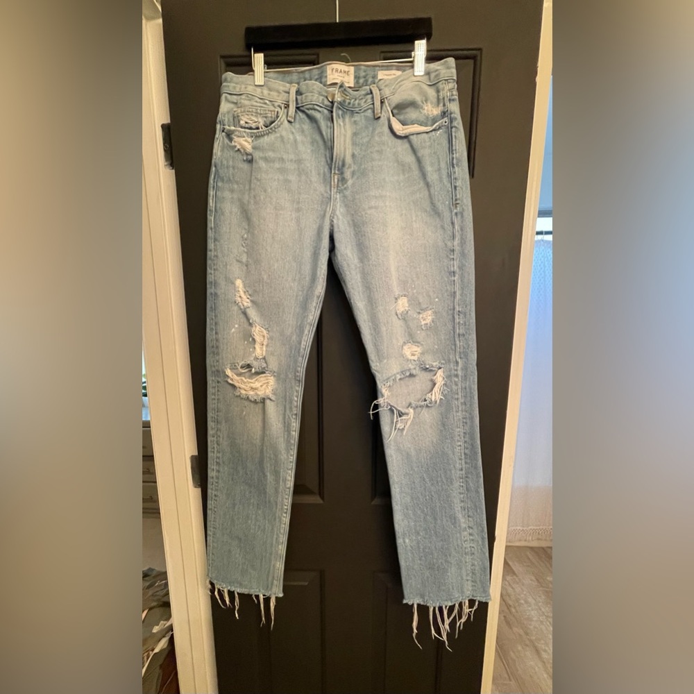 Frame mens denim distressed, L’Homme Slim size 34.